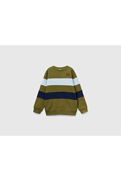 United Colors of Benetton Striped Embroidered Long-Sleeve Sweater