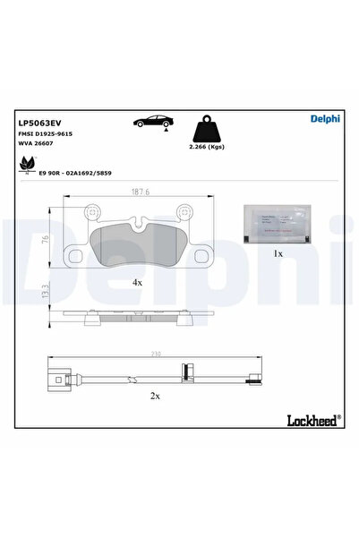 DELPHİ Brake pad set disc brake AUDI E-TRON GT sedan 2020-2025 LP5063EV