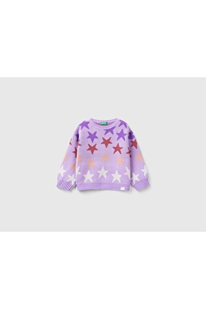 United Colors of Benetton Girls Star Print Long-Sleeve Sweater