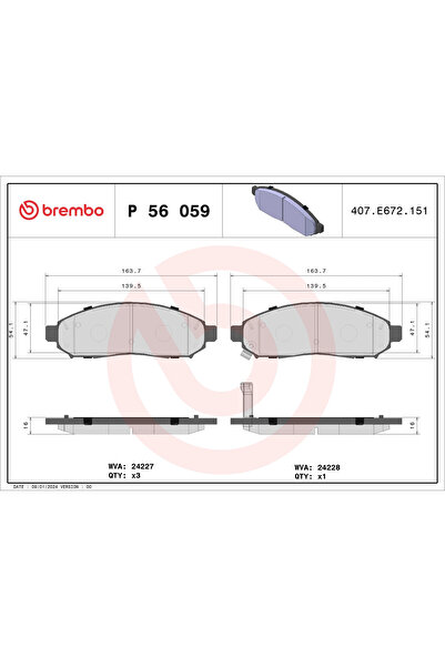 Brembo Комплект накладки за дискови спирачки Nissan Navara/Pathfinder 3/Seren...