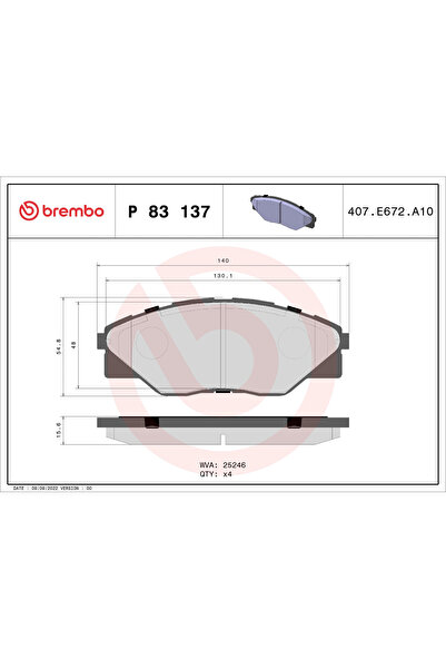 Brembo Комплект спирачни накладки за дискови спирачки Toyota Hilux 7 Pick-up/...