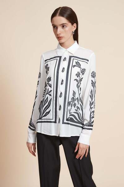 Yola Long Sleeve Printed Mid-Length Blouse