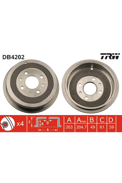TRW Tambur Frana Alfa Romeo 145/146 Fiat Brava/Bravo 1/Idea
