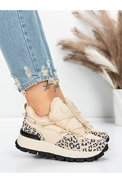 Pantoful Pantofi Casual Dama din piele naturala 58W26 Galben-Leopard