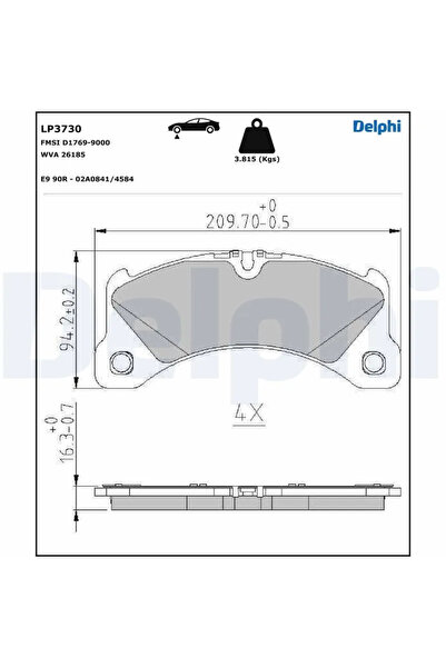 DELPHİ Brake pad set disc brake PORSCHE MACAN 2014-2021 LP3730