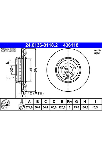 Ate Set Discuri Frana Bmw 5/6/7 2008-2018