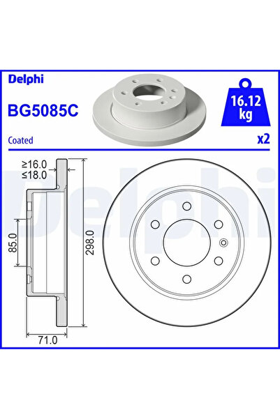 DELPHİ Brake disc MERCEDES-BENZ SPRINTER 3 5-t platform / chassis 2018-2025 BG5085C