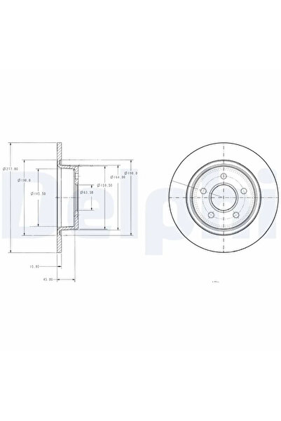 DELPHİ Brake disc FORD TOURNEO CONNECT 2002-2013 BG3873