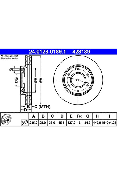 Ate Disc Frana Toyota Hiace / Commuter 5 Bus/Hiace 4 Bus/Hiace 4 Caroserie