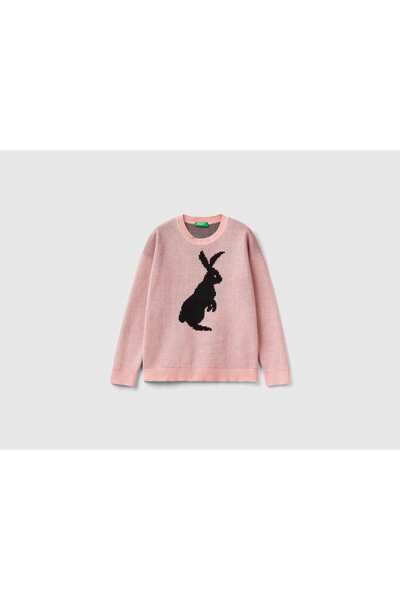 United Colors of Benetton Rabbit Print Long-Sleeve Sweater