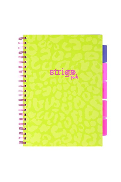 Strigo Project Book NEON A4 spiral notebook with dividers, dictation, 200 pg, cardboard covers PADS082