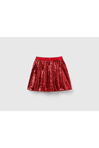 United Colors of Benetton Girls' Sequin Elastic Waist Skirt