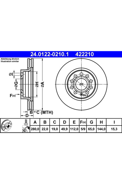 Ate Set Discuri Frana Audi A3 Seat Leon 1998-2019