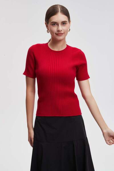 Livia Plain Ribbed Short Sleeve Top