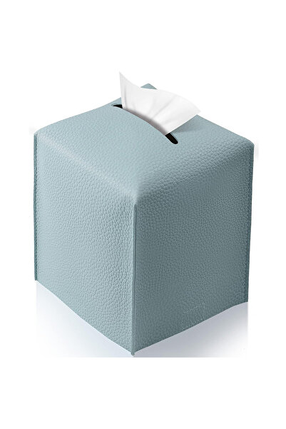 Choice حامل/منظم لغطاء علبة المناديل المربعة من الجلد الصناعي باللون الأزرق ا...