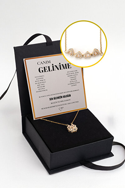 Myla "Gelinime" Yonca Kolye Notlu ve Hediye Kutulu