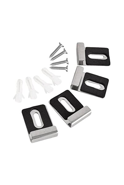Choice Black Silver L 4 Pieces Mirror Holder Clips Kits Wall Mounting Mirror ...