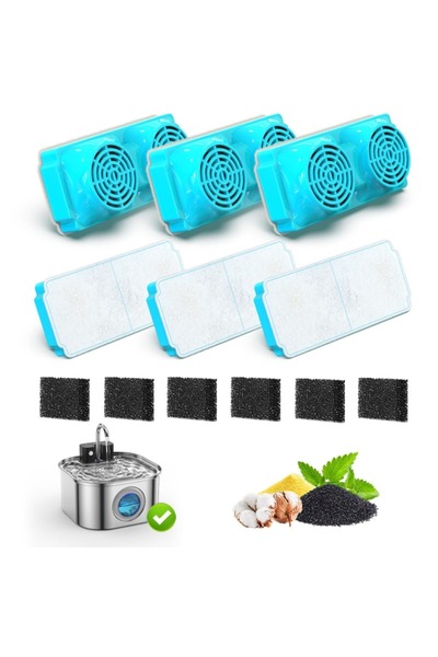 Choice مجموعة من 6 فلاتر بديلة لنافورة مياه القطط والكلاب، فلاتر بديلة من الك...
