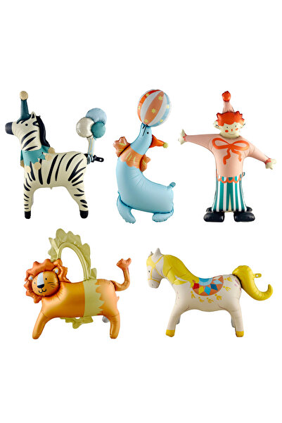 Choice بالونات أخرى من 5 قطع على شكل حيوانات كرتونية من السيرك، دب، أسد، بالونات من رقائق الألومنيوم، قرد، نمر، هاب