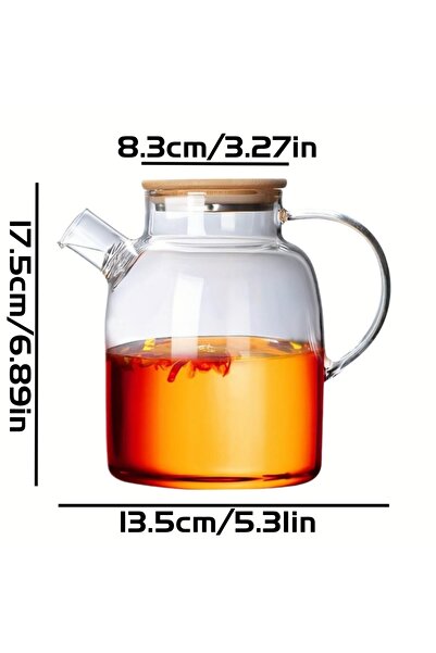 Choice L 1pc 1L/1.8L Large Capacity Glass Teapot High Temperature Resistant Kettle for Steamed Juice Fruit