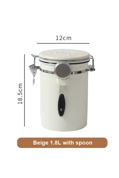 Choice مرطبان تخزين حبوب القهوة من الفولاذ المقاوم للصدأ 304، سعة 1.8 لتر، بي...