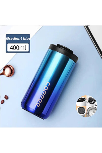 Choice 400 مل أزرق - قطعة واحدة 400 مل كوب قهوة حراري من الفولاذ المقاوم للصد...