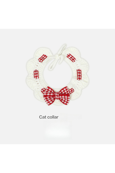 Choice طوق حيوان أليف منقوش بنقشة مربعات حمراء وسوداء، مريلة، منشفة ماء، طوق محبوك، زينة مستخدمة