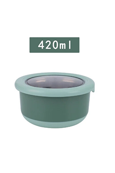 Choice green-420ml Fresh-keeping Box Stainless Steel Food Sealing Bowl Anti-s...