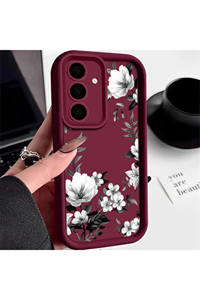 Choice جراب ناعم مطبوع عليه زهور حمراء نبيذية لهاتف Galaxy A56 5G A746 لهاتف ...