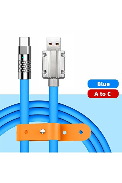Choice كابل USB A إلى C أزرق 120 واط 6 أمبير فائق السرعة من النوع C من السيلي...