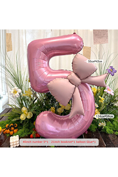 Choice 40 بوصة 5 قطعتين 40 بوصة وردية اللون من البالونات المعدنية ذات الأرقام...