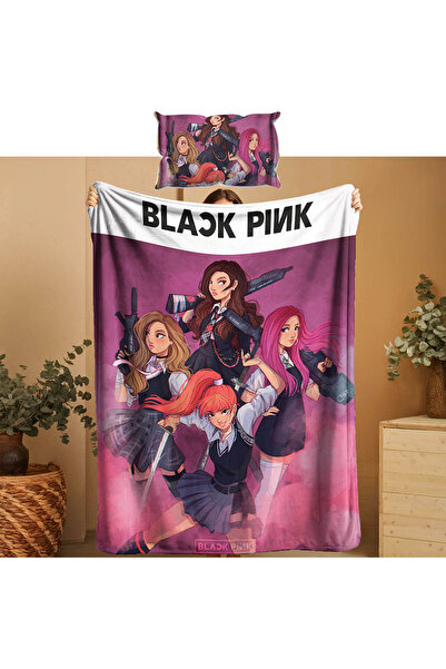 ACONCEPT طقم غطاء لحاف وغطاء وسادة ناعم للأطفال بتصميم BLACK PINK