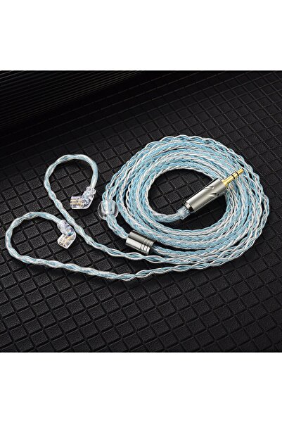 Choice سلك سماعة رأس سلكي QKZ T1 KZ أزرق بدون ميكروفون، سلك مُطور مطلي بالفضة...