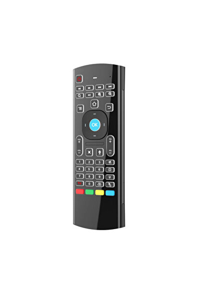 Kebidumei ماوس هوائي MX3 لاسلكي بتردد 2.4 جيجاهرتز مزود بإضاءة خلفية صوتية ولوحة مفاتيح صغيرة ووحدة تحكم بإضاءة خلفية صوتية وخاصية التعلم بالأشعة تحت الحمراء