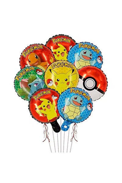 Miniso 10inch style-1 15pcs Pokemon Circular Aluminum Film Balloon for Children's Birthday Party Pikachu Sq