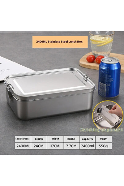 Choice 2400ml Stainless Steel Bento Box Metal Lunch Box Food Storage Containe...