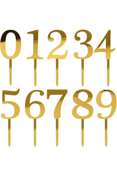 Choice 0-9 10Pcs 0-9 Number For Cake Topper Shiny Gold Acrylic Number Cake Toppers Decorations for Birthday