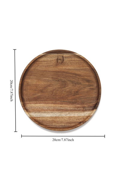 Choice 20cm wooden pallet 20/25cm Acacia Wood Round Wooden Dinner Tray Easy To Clean, Pizza Salad Tray Frui