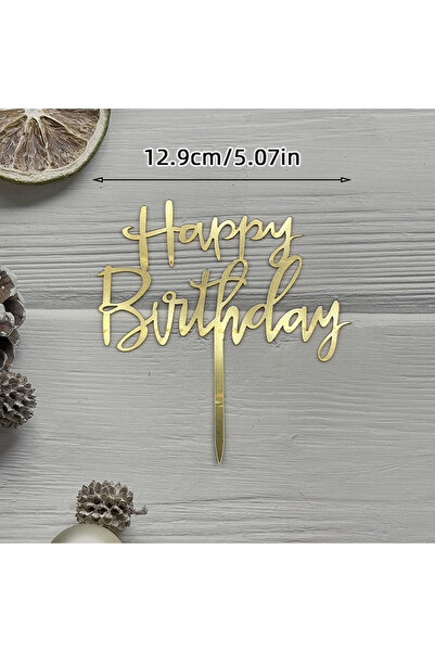 Choice21 1PC A1 Large Size Happy Birthday Acrylic Cake Topper Black Gold Lett...