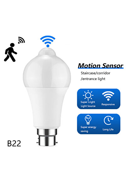 Choice B22 AC220V 9W رادار الحركة الأبيض الدافئ 2 قطعة B22 لمبة LED مستشعر الحركة مصباح LED مستشعر PIR ضوء B