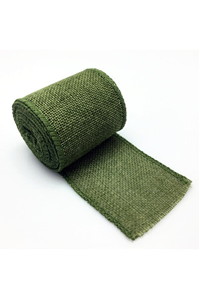 Choice 3M Olive Green 3M/Roll Burlap Wire Ribbon Roll Natural Jute Wrap Ribbo...