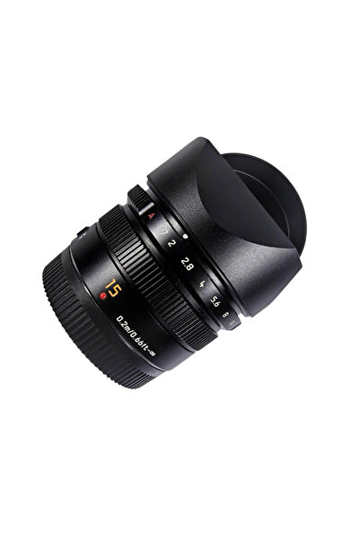 Choice غطاء عدسة معدني مربع أسود لكاميرا باناسونيك لوميكس دي جي سوميلوكس 15 مم F1.7 - حامل حربة مضاد للتوهج