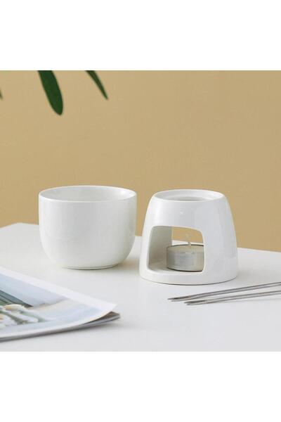 Choice Ceramic Chocolate Fondue Pot Tea Light Porcelain Melting Pot Butter Warmer for Kitchen Candy Dess...