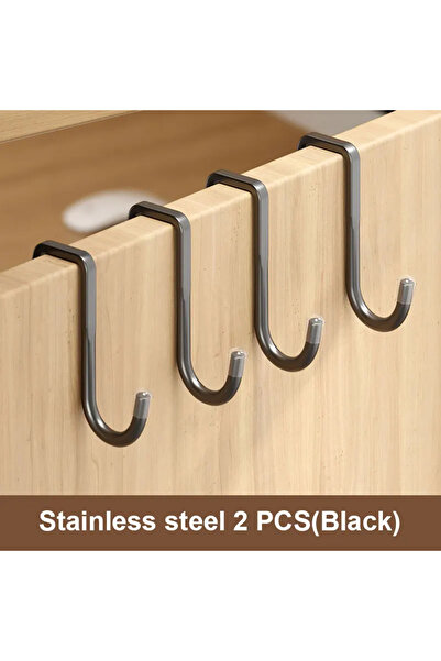 Choice 201-أسود قطعتين 201 خطاف من الفولاذ المقاوم للصدأ بدون ثقب خطاف مزدوج ...