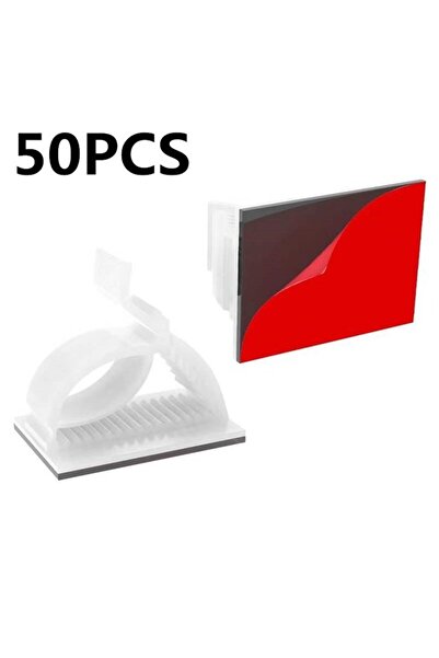 Choice 50 قطعة - أبيض - A 50 قطعة - مشبك كابلات ذاتي اللصق، مشابك أسلاك قابلة...