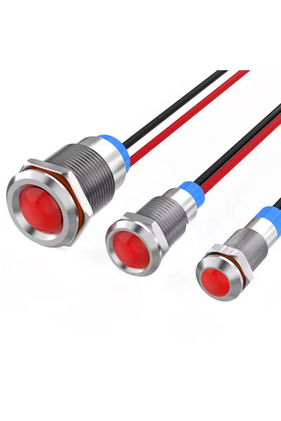 Choice 220V-White 6mm LED waterproof metal indicator light signal light with wire 6V -12V -24V 24V 220V red