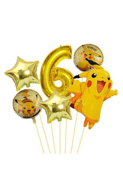 Miniso set 6 Pokemon themed balloon 32 inch digital balloon set for children's birthday new Pikachu aluminu
