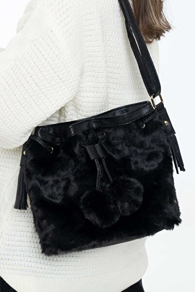 DALYDRESS Fur Tie-Detail Handbag