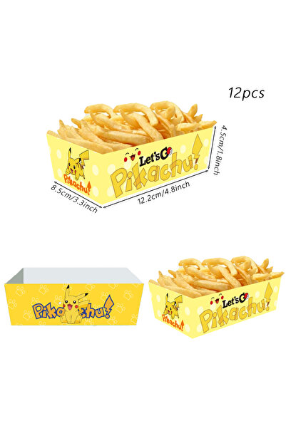 Miniso 12.2x8.5x4.5cm 12pcs 12/24/36pcs Pokemon Party Supplies French Fries Box Food Packaging Box for Kids