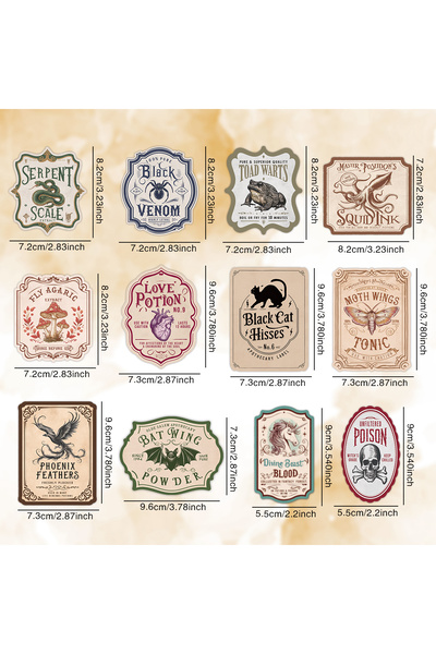 Choice 12pcs colored 12pcs Halloween Bottle Labels-Apothecary Potion Stickers...